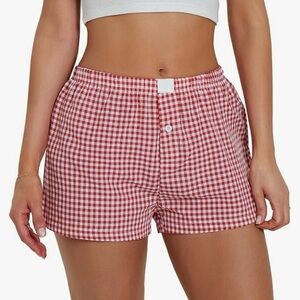 Women’s Red & White Gingham Boxer Shorts | Size L